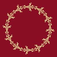 goldene runde Verzierung. Zierrahmen im orientalischen Stil. Platz für Texte. gold, rot. Ornament zur Dekoration von Karten und Einladungen. vektor