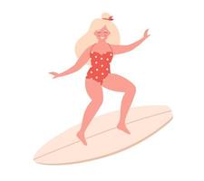 Frau mit Surfbrett. sommeraktivität, sommerzeit, surfen. Hallo Sommer. Sommerurlaub.