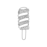 einzelne Linie, die leckeres Eis am Stiel zeichnet. Lolly-Eis stecken. köstliche kalte sommerdesserts. Swirl-Curl-Stil. moderne grafische vektorillustration des ununterbrochenen zeichnendesigns vektor