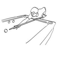 linjekonst man spelar biljard eller snooker illustration vektor handritad isolerad på vit bakgrund