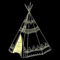 Wigwam mit Ornamentvektor isolierte Handzeichnung vektor