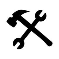 Hammer und Schraubenschlüssel-Vektorsymbol. Isoliert auf weißem Hintergrund. vektor