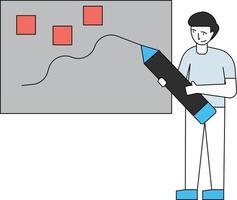 pojken drar en linje. vektor