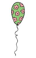 handritad flygande ballong illustration. födelsedagsfest ballong doodle. semester clipart. vektor