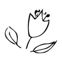 vektor enkel blomma doodle clipart. handritad blommig illustration. för tryck, webb, design, dekor, logotyp.