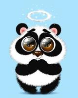 süßer flauschiger cartoon lustiger kleiner panda engel mit nimbus beten.