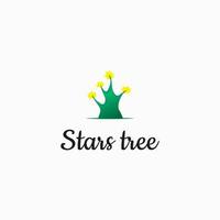 stjärnor träd logotyp, träd logotyp mall, stjärna logotyp, natur och eko vektor