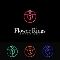lyxig blomma logotyp, lyx logotyp mall, blomma logotyp mall, blomkontur, ring logotyp, lyx ring logotyp vektor