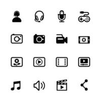 Multimedia- und Unterhaltungssymbole mit weißem Hintergrund vektor
