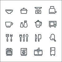 kök ikoner med vit bakgrund vektor