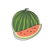 färsk vattenmelon, doodle stil, vektorillustration vektor