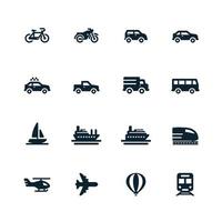 Symbole für Transport und Fahrzeuge vektor