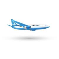 blaues Flugzeugsymbol mit weißem Hintergrund vektor