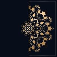 lyxig mandala design med guld och mörkblå färg, blommandala bakgrund vektor