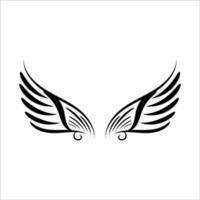 handritade änglar vingar, svarta ängla vingar isolerade, vektor illustration