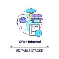 ofta informella konceptikon. lämplig tid. livslångt lärande egenskaper abstrakt idé tunn linje illustration. isolerade konturritning. redigerbar linje. vektor