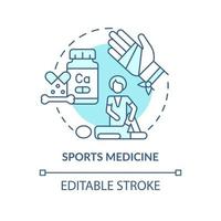 sportmedicin turkos konceptikon. stöd för idrottare. medicinsk center tjänst abstrakt idé tunn linje illustration. isolerade konturritning. redigerbar linje. vektor