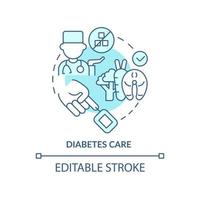 diabetes vård turkos konceptikon. behandling av kroniska sjukdomar. medicinsk center abstrakt idé tunn linje illustration. isolerade konturritning. redigerbar linje. vektor