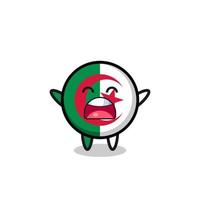 süßes Algerien-Flaggenmaskottchen mit gähnendem Ausdruck vektor