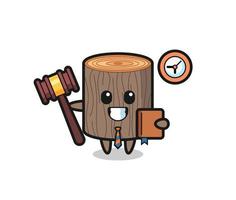 Maskottchen Cartoon von Baumstumpf als Richter vektor