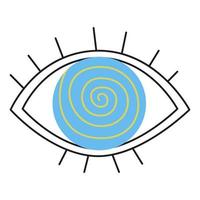 Einfaches minimalistisches Auge mit Spiralhypnose-Augapfel mit magischem Vektorillustrationsdesign der Orientierungslosigkeit vektor