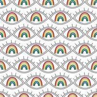 einfache minimalistische Augen mit Regenbogen. mystisches Symbol im nahtlosen Muster des Auges. Augapfel-Vektor-Illustration-Design. Textil mit wiederholbarem Muster vektor