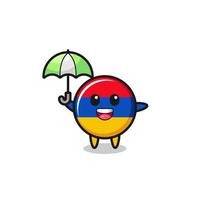 niedliche armenien-flaggenillustration, die einen regenschirm hält vektor