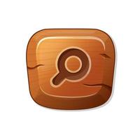 Suche. Holzknopf im Cartoon-Stil. ein Vorteil für eine GUI in einer mobilen App oder einem gelegentlichen Videospiel. vektor