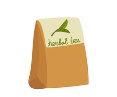 hantverksförpackning för naturligt te med etikett. clipart bruna lådor för design eller inredning. vektor illustration