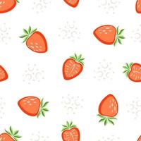vektor seamless mönster, ritade jordgubbar på en vit bakgrund. saftigt mönster för utskrift på papper, vykort, kökstextilier