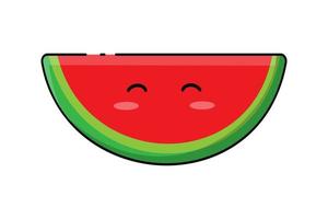 Vektorbild einer Wassermelonenscheibe im handgezeichneten Kinderstil. Farbvektorillustration, Abzeichen, für Produktdesign, Textildruck, Visitenkarten, Logo, Tätowierungen vektor