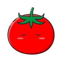 Vektorbild einer Tomate. süße Tomate im Kinderstil. Farbvektorillustration, Abzeichen, für Produktdesign, Textildruck, Visitenkarten, Logo, Tätowierungen vektor