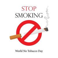affisch, broschyr eller banderoll tillägnad världen utan tobaksdagen, med en bild av rökande cigarett. vektor illustration, stoppa tobak