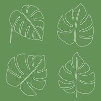 enkelhet monstera blad frihand kontinuerlig linjeritning platt design. vektor