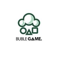 spelets logotyp genom att kombinera bubbelform och joystick-knappikon vektor
