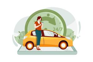 24-Stunden-Taxi-Service-Illustration vektor