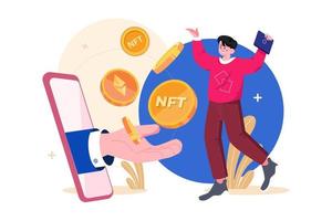 digitales token nft-illustrationskonzept. flache Abbildung isoliert auf weißem Hintergrund vektor