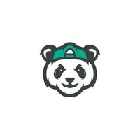 panda logotyp med hatt vektor