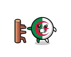 algerien-flaggenkarikaturillustration als karatekämpfer vektor