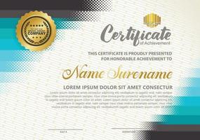 Diplom-Zertifikatsvorlage mit Halbtonstil und modernem Musterhintergrund vektor