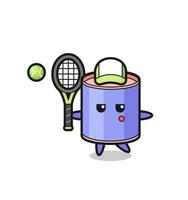 zeichentrickfigur des zylindersparschweins als tennisspieler vektor