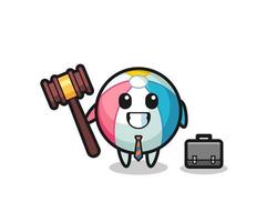 Illustration des Beachball-Maskottchens als Anwalt vektor