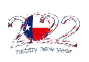frohes neues jahr 2022 mit flagge von texas. vektor