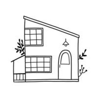 süßes handgezeichnetes Doodle-Haus isoliert auf weißem Hintergrund vektor