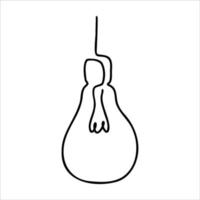 glödlampa ritad med en linje. doodle glödlampa dras med svart linje. vektor