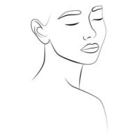 Porträt. das Gesicht einer Frau und farbige Flecken. eine durchgehende Linie eines Porträts eines Mädchens. kontinuierliches Zeichnen in einer Linie. vektor