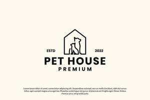 platt husdjur hus logotyp design vektor mall