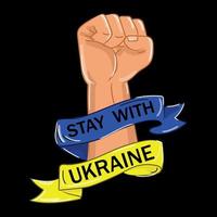 bleib beim ukraine-konzept.person ballte seine hand zu einem faustzeichen der widerstandsvektorillustration auf schwarzem hintergrund.kein krieg in der ukraine.antikriegsdemonstration.unterstützung für die ukraine. vektor