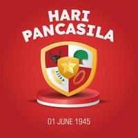 Selamat Hari Pancasila bedeutet glücklicher Pancasila-Tag, das Symbol der Republik Indonesien vektor