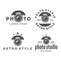 einfacher Kamerafotografie-Logo-Designvektor. Vintage-Stil vektor
